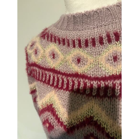 Cozy Pink Nordic Fair Isle Heartloom Sweater XS - Picture 5 of 8